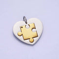 Stainless Steel Puzzle Heart Charm Set in Mixed Metal & Silver | P-927 P-928: Gold