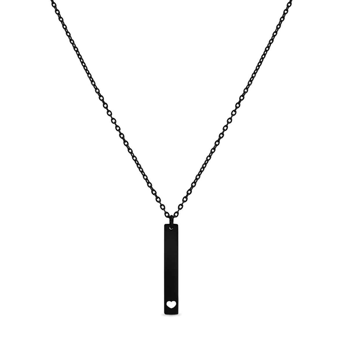 Heart Cutout Vertical Stainless Steel Bar Necklace: Stainless