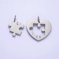 Stainless Steel Puzzle Heart Charm Set in Mixed Metal & Silver | P-927 P-928: Silver