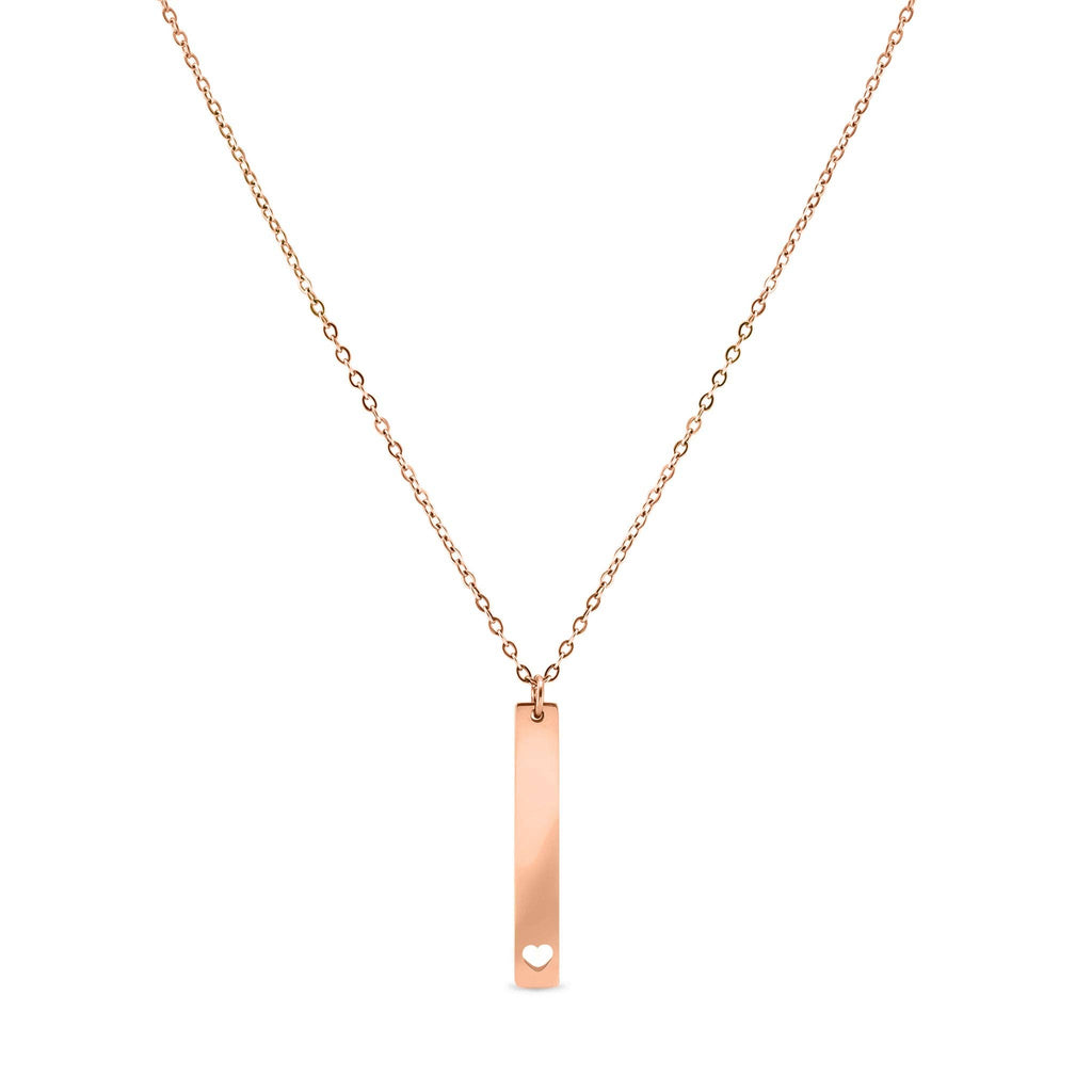 Heart Cutout Vertical Stainless Steel Bar Necklace: Stainless