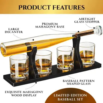 Baseball Gifts For Men, Baseball Bat Whiskey & Wine Decanter
