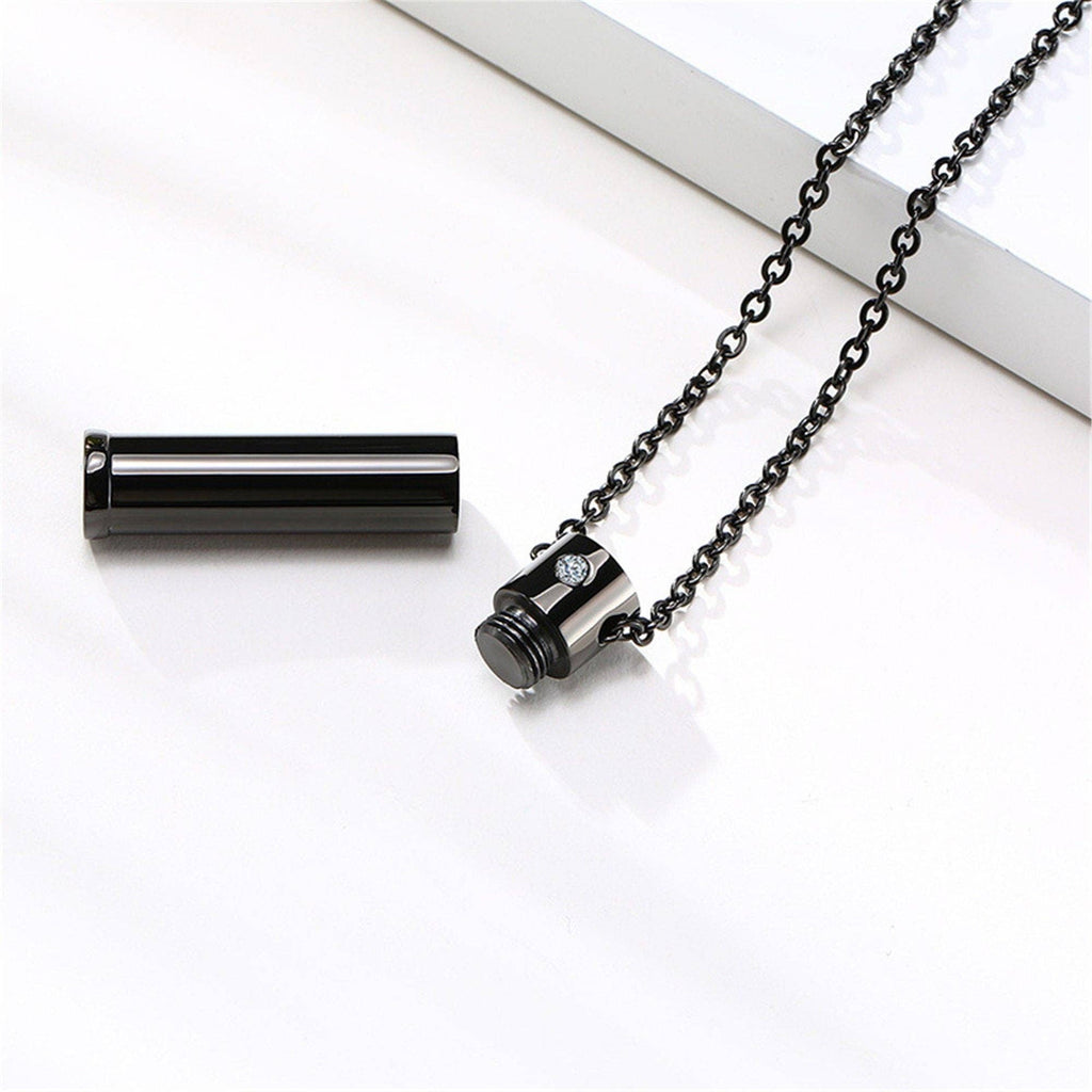Gold Human Ashes Urn Pendant Necklace in Stainless Steel: Silver / No Engrave