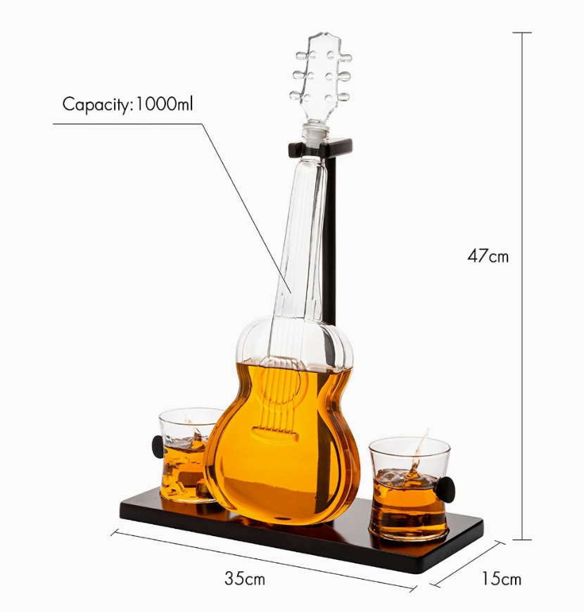 Guitar Whiskey Decanter with 2 Glasses