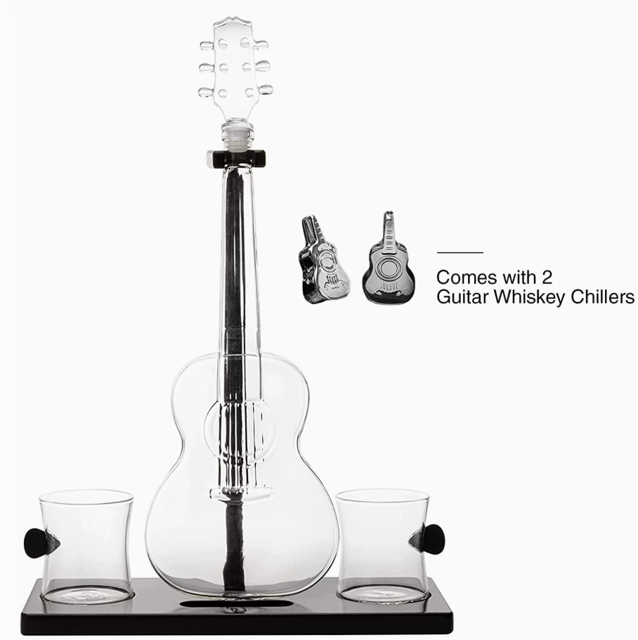 Guitar Whiskey Decanter with 2 Glasses