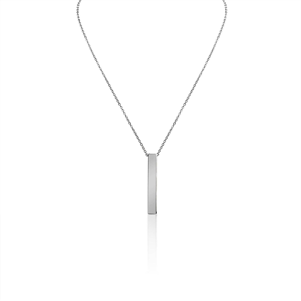 Engravable Large Square 4-Sided Vertical Bar Polished Stainless Steel Necklace: Rainbow