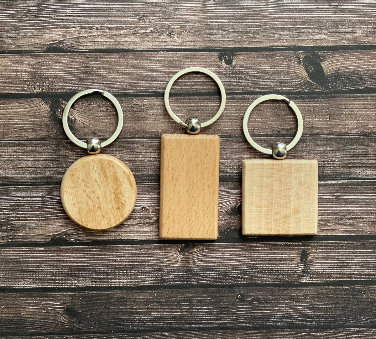 Engravable Wood Keychain: Square