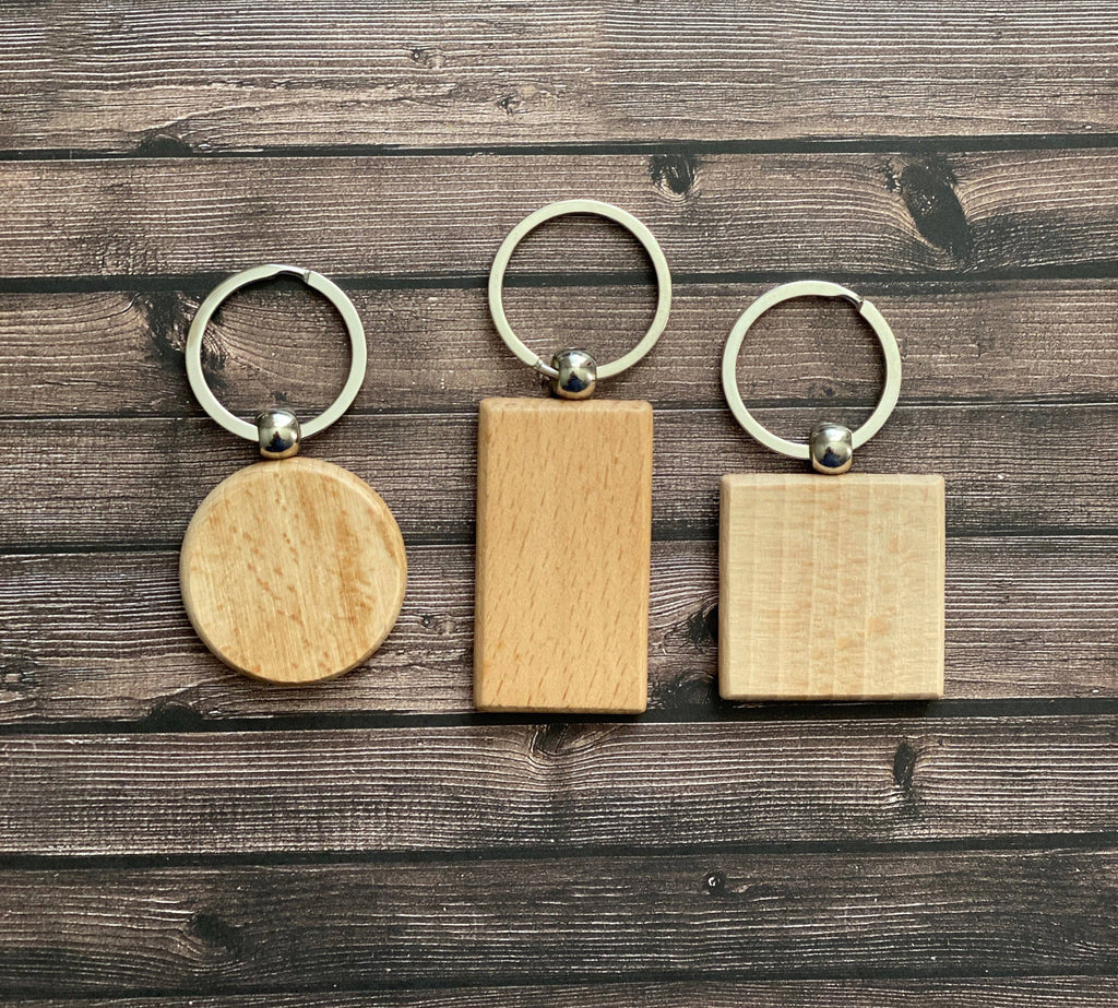 Engravable  Wood Keychain: Round