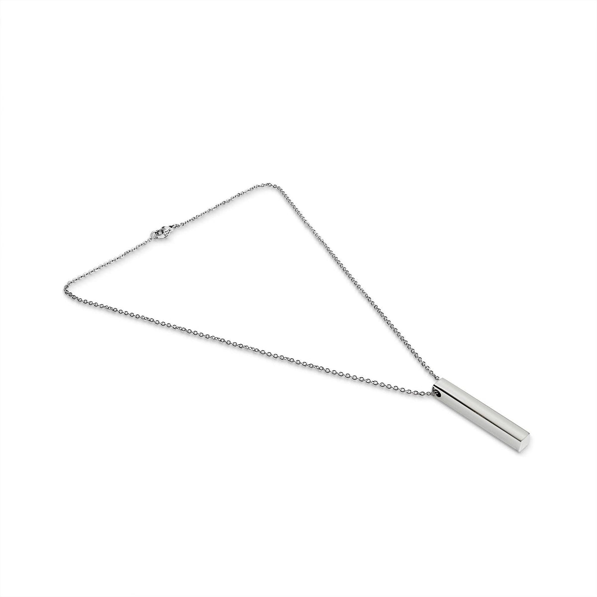 Large Square 4-Sided Vertical Bar Polished Stainless Steel Necklace: Stainless