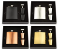Stainless Steel Hip Flask Gift Box Set - Blank: Black
