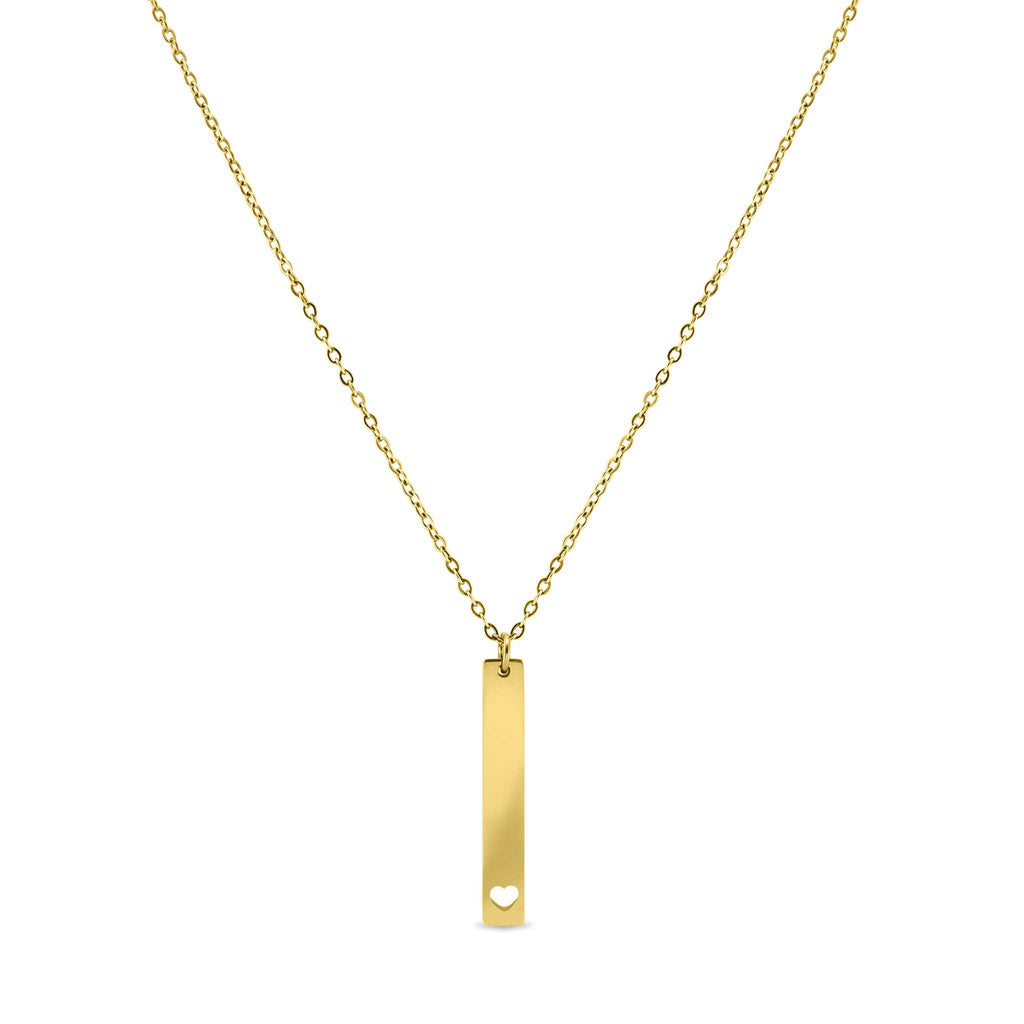 Heart Cutout Vertical Stainless Steel Bar Necklace: Stainless