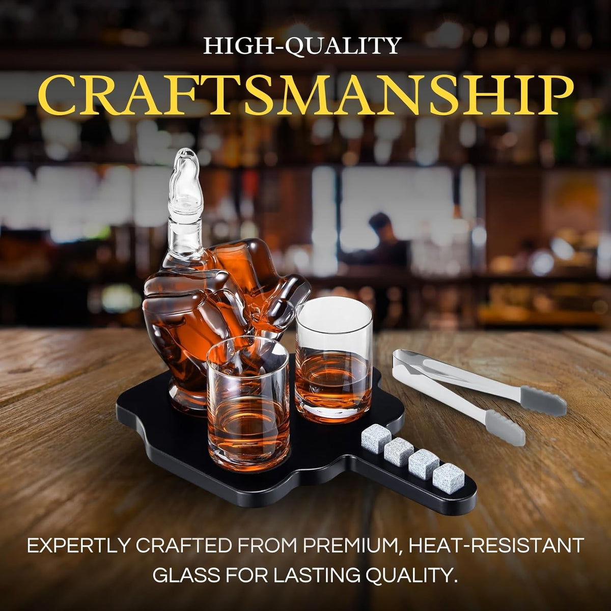 Middle Finger Whiskey Decanter with 2 Glasses