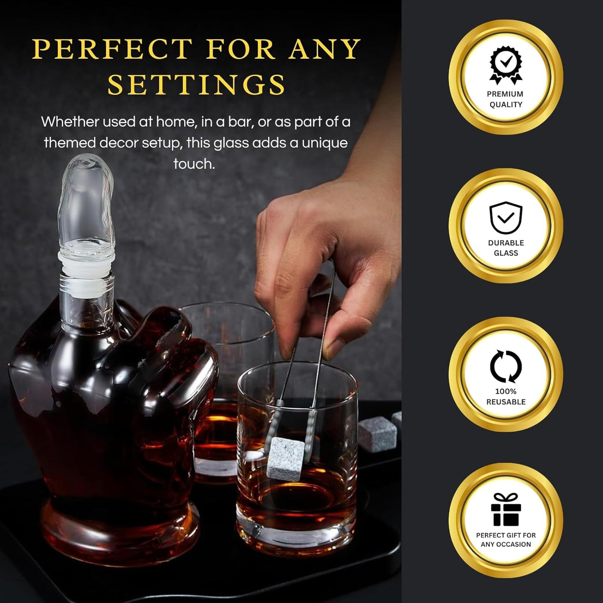 Middle Finger Whiskey Decanter with 2 Glasses