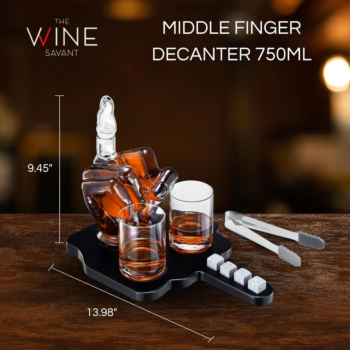 Middle Finger Whiskey Decanter with 2 Glasses